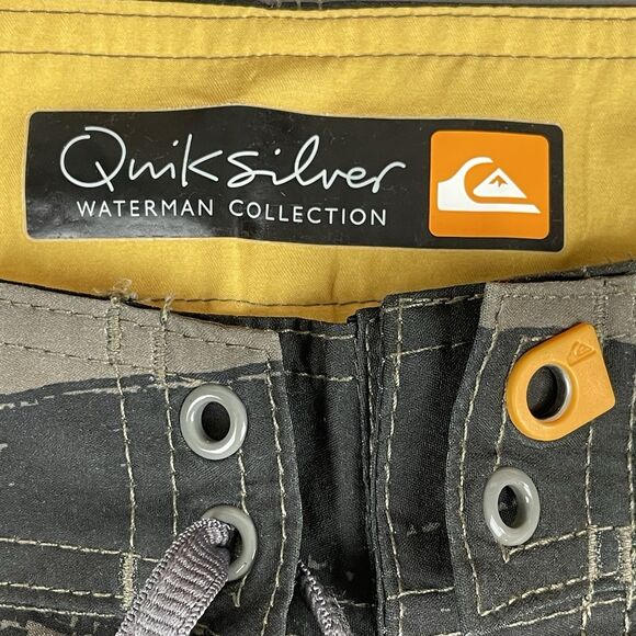 Quiksilver Board Shorts Surf Swim Trunks Men's 38 Yellow Grey Vintage 2014 Beach - Picture 4 of 16